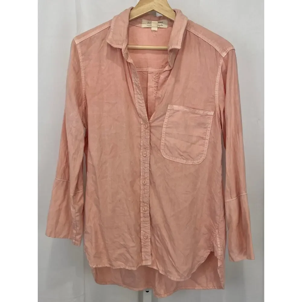 CLOTH & STONE Shirttail Button Down Shirt Long Sleeve Tencel Pink Size S - Picture 9 of 9